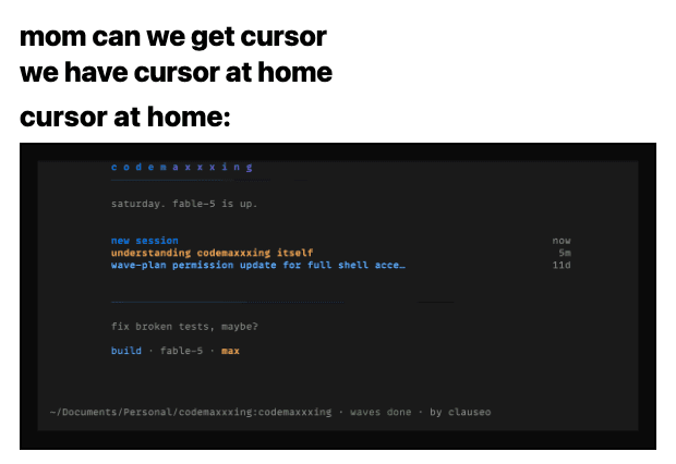 mom can we get cursor / we have cursor at home / cursor at home: the codemaxxxing home screen, july 18